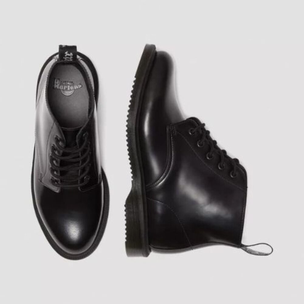 Dr. Martens Black Emmeline Leather Lace Up Ankle Boots Size 8